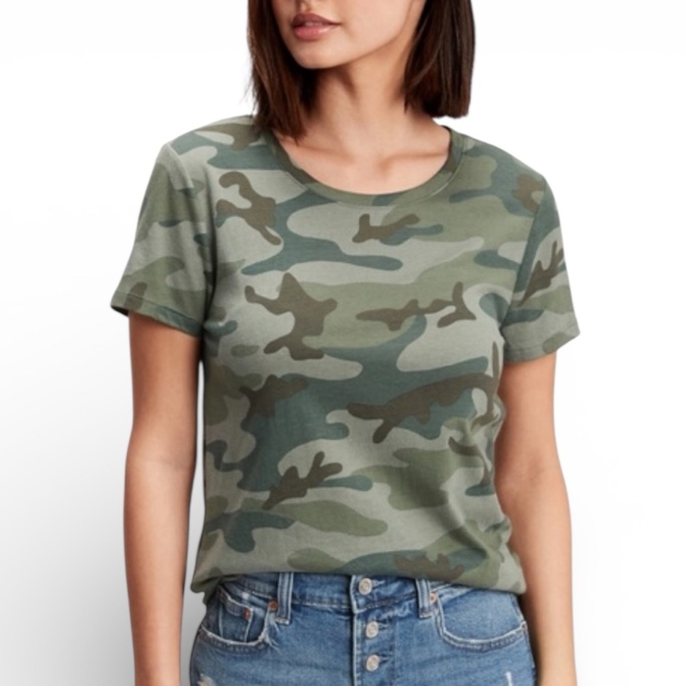 GAP Green Camo Women's Short Sleeve Tee SZ L T